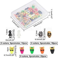45Pcs 9 Style Alloy Skull & Skeleton Cabochons&nbsp;MRMJ-OC0002-77