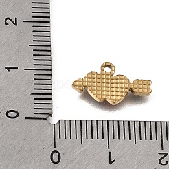 304ステンレススチールエナメルペンダント  矢チャーム付きハート  イオンプレーティング（ip）  ゴールドカラー  8x15x1.4mm  穴：1.4mm&nbsp;SA-CBAA2E4-08B-G