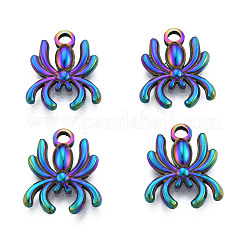 イオンプレーティング（IP）201ステンレススチールチャーム  クモ  虹色  15x13x2mm  穴：2mm&nbsp;STAS-N098-221M