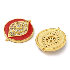 Rack Plating Brass Micro Pave Clear Cubic Zirconia Eye Connector Charms&nbsp;KK-Z063-20G