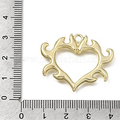 合金ペンダント  燃えるハートのチャーム  ゴールドカラー  28x34x3mm  穴：2.5mm&nbsp;PALLOY-B016-03B-G