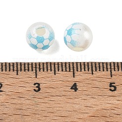 スポーツプリントのABS樹脂ビーズ  サッカー  空色  7x7.5mm  穴：2.5mm  2173個/ 500g&nbsp;PL-CBA1C22-09
