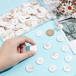 150Pcs 2-Hole Flat Round Shell Buttons&nbsp;SHEL-NB0001-66
