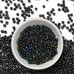 Fgb 8/0グレードAラウンドガラスシードビーズ  メタリックカラーアイリス  ティール  8/0  3x2mm  穴：1mm  約10000個/袋&nbsp;SEED-Q008-3mm-F605
