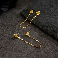 真鍮の花のダングルスタッドピアス  18KGP本金メッキ  68x5.8~6.8mm&nbsp;GQ4045