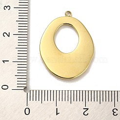 304ステンレスペンダント  テクスチャードオーバル、フラワーチャーム付き  14KGP本金メッキ  25.5x19x1.5mm  穴：1.5mm&nbsp;STAS-L022-122G