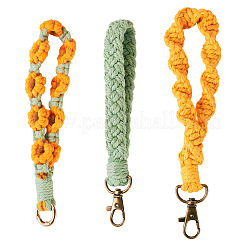 3Pcs 3 Style Cotton Handmade Braided Wrist Lanyard Pendant Decorations&nbsp;AJEW-TA0001-47B