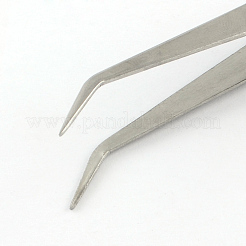 鉄のビーズピンセット  ステンレス鋼色  133x10mm&nbsp;X-TOOL-R018A