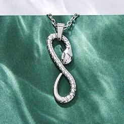 インフィニティ スネーク 304 ステンレス ペンダント ネックレス  ステンレス鋼色  17.99インチ（45.7cm）&nbsp;NJEW-M096-04P
