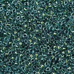 MIYUKIラウンドロカイユビーズ  日本製シードビーズ  8/0  （rr3205)マジックエメラルドマリンライニングクリスタル  3mm  穴：1mm  約19000~20500個/ポンド&nbsp;SEED-G008-RR3205