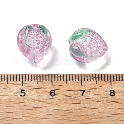 透明なガラスエナメルビーズイチゴ  パールピンク  13.5x11~12mm  穴：1.2mm&nbsp;LAMP-V001-05A