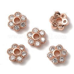 Rack Plating Brass Cubic Zirconia Bead Cap&nbsp;KK-C020-12A-RG