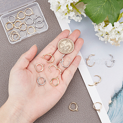 12Pairs 3 Colors Brass Huggie Hoop Earrings Finding&nbsp;KK-FH0002-34