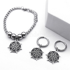 304 Stainless Steel Charms Bracelets & Hoop Earrings & Pendant Necklaces Sets&nbsp;FS-WG39A04-01