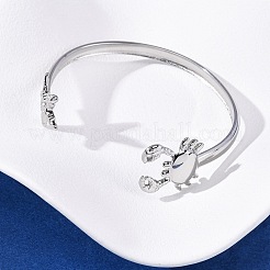 女性用304ステンレススチールカフバングル  ヒトデと貝殻の形  ステンレス鋼色  1/4~3/4インチ（0.5~2.05cm）  内径：1-7/8x2-1/4インチ（4.8x5.8cm）&nbsp;BJEW-C123-01A-P