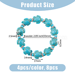 8Pcs 2 Colors Dyed Synthetic Turquoise Tortoise Beaded Stretch Bracelets Set for Women&nbsp;BJEW-DC0001-04