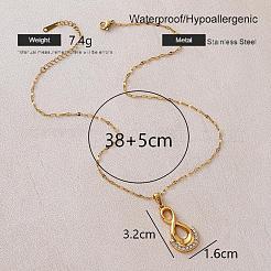 ヴィンテージ 304 ステンレススチール クリスタル ラインストーン インフィニティ ペンダント ネックレス（女性用）  ゴールドカラー  14.96インチ（38cm）&nbsp;UB6493