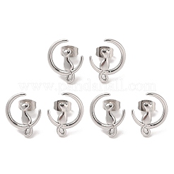 Non-Tarnish 3 Pairs 304 Stainless Steel Moon Cat Stud Earrings for Women&nbsp;EJEW-K279-05P