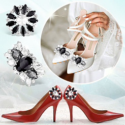 8Pcs 4 Styles Brass Rhinestone Shoe Decorations&nbsp;AJEW-GA0006-98