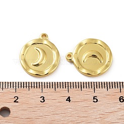 304ステンレスペンダント  フラットラウンドのチャーム  18KGP本金メッキ  ムーン  18x15x2.5mm  穴：1.5mm&nbsp;STAS-F304-03G-03