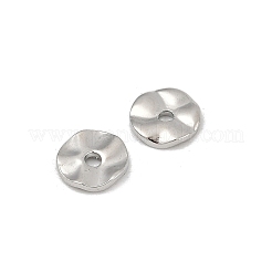 真鍮製スペーサービーズ  ウェーブフラットラウンド  プラチナメッキ  6x1mm  穴：1.4mm&nbsp;KK-D375-20P