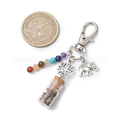Glass Wishing Bottle with Chakra Natural & Synthetic Gemstone Chips inside Pendant Decorations&nbsp;HJEW-JM03044