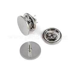 304ステンレス鋼バタフライクラッチピンバック  ステンレス鋼色  10.5x14mm  ラウンド：14mm&nbsp;STAS-P262-03P-05