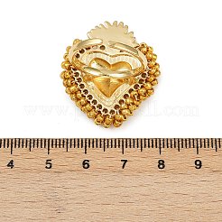 真鍮調整可能なカフリング  神聖な心  ゴールドカラー  31x27.5mm&nbsp;RJEW-P157-03G