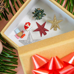 12Pcs 6 Styles Glitter Resin Christmas Treetop Star Ornament&nbsp;DIY-DR0002-20