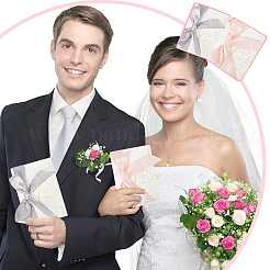 花柄の長方形の結婚誓約カード2セット  ポリエステルリボン2個付き  ミックスカラー  201x281x0.3mm&nbsp;AJEW-GF0008-58B