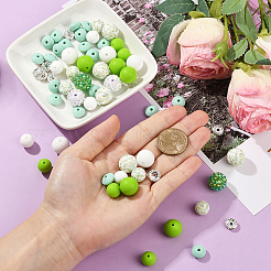 64Pcs Round & Rondelle Food Grade Eco-Friendly Silicone Beads&nbsp;SIL-SP0001-19B