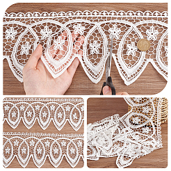 15ヤードのコットン刺繍フラワーレースリボン  服飾材料  ホワイト  6-3/8インチ（161mm）  約15.00ヤード（13.72m）/ pc&nbsp;OCOR-WH0086-91C