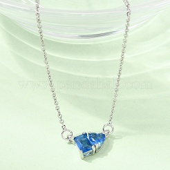 Brass Pave Cubic Zirconia Rectangle and Heart Pendant Cable Chain Necklaces&nbsp;KK-CBAB173-04P-08