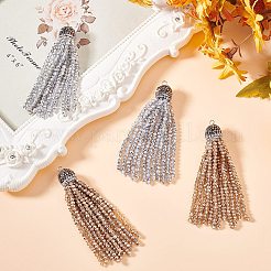 4色のガラス合金タッセルペンダント2個  ミックスカラー  74~76x15~22.5x12.5mm  穴：2.5mm  2個/カラー&nbsp;FIND-GO0003-14