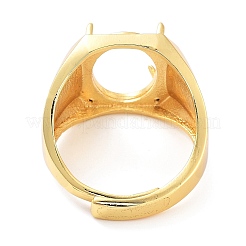 Rack Plating Oval Brass Micro Pave Cubic Zirconia Wide Adjustable Solitaire Ring Components&nbsp;KK-Q819-13G
