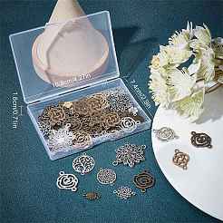 72Pcs 18 Styles Tibetan Style Alloy Connector Charms&nbsp;FIND-SC0003-34