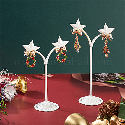 2 Pairs 2 Styles Bowknot with Wreath & Christmas Tree Alloy GLass Dangle Stud Earrings&nbsp;EJEW-TA00699