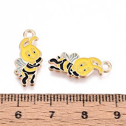 合金エナメルチャーム  ミツバチのチャーム  ライトゴールド  ゴールド  20x9x1mm  穴：1.8mm&nbsp;ENAM-T022-57C