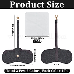 2Pcs 2 Colors Rectangle PU Leather Eyeglass Case&nbsp;AJEW-CN0006-95C