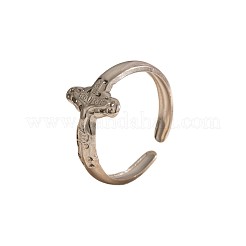 304ステンレススチールオープンカフリング  クロス  ステンレス鋼色  内径：17.4mm&nbsp;WGB3CCF-01
