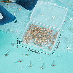 鉄製ボールスタッドピアスポスト100個  水平ループと 100 個のプラスチック イヤー ナット付き  ローズゴールド  6.5x4mm  穴：1mm  ピン：0.8mm&nbsp;STAS-BBC0001-79
