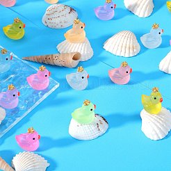 80Pcs 8 Colors Luminous Resin Crown Duck Ornaments&nbsp;RESI-SZ0003-38
