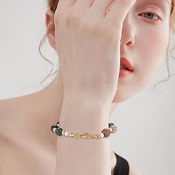 304ステンレススチールボールチープ300個  カロット終了  クラムシェルノットカバー  ゴールドカラー  8x4mm  穴：1.2mm  内径：3mm&nbsp;STAS-UN0046-97