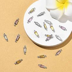 シェグレース 真鍮 パヴェ キュービックジルコニア 台形コネクターチャーム  カドミウムフリー＆ニッケルフリー＆鉛フリー  長持ちメッキ  プラチナメッキ  ミックスカラー  12x4x2mm  穴：1mm&nbsp;XGRQ2O597-444P