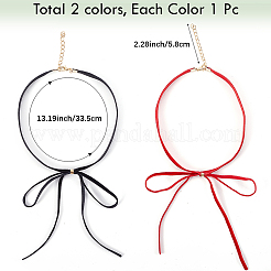 2Pcs 2 Colors Bowknot Velvet Choker Necklaces for Women&nbsp;NJEW-CY0001-01