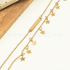 真鍮製の星型ペンダントが付いた二重構造のアンクレット。女性用カジュアルデイリーウェア  18KGP本金メッキ  9-7/8インチ（250mm）&nbsp;ZU0184
