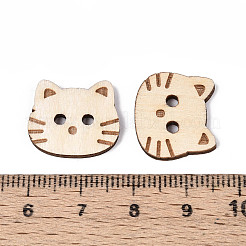 猫の形をした木製ボタン  2穴  古いレース  15.5x18x2mm  穴：2~2.2mm&nbsp;BUTT-T013-11B