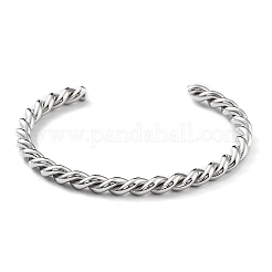 変色しない304ステンレススチール製女性用カフバングル  ツイスト  ステンレス鋼色  1/8インチ（0.45cm）  内径：2-1/4インチ（5.6cm）&nbsp;BJEW-M310-01P