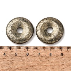 天然黄鉄鉱のペンダント  大穴ペンダント  ドーナツ/パイディスクチャーム  25x5mm  穴：5mm&nbsp;G-P469-16A