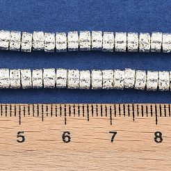 電気めっき合成非磁性ヘマタイト ビーズ 連売り  ディスク  ヒシビーズ  銀メッキ  2x4x2mm  穴：1mm  約181~190個/連  15.98''（40.6センチメートル）&nbsp;G-U003-16C